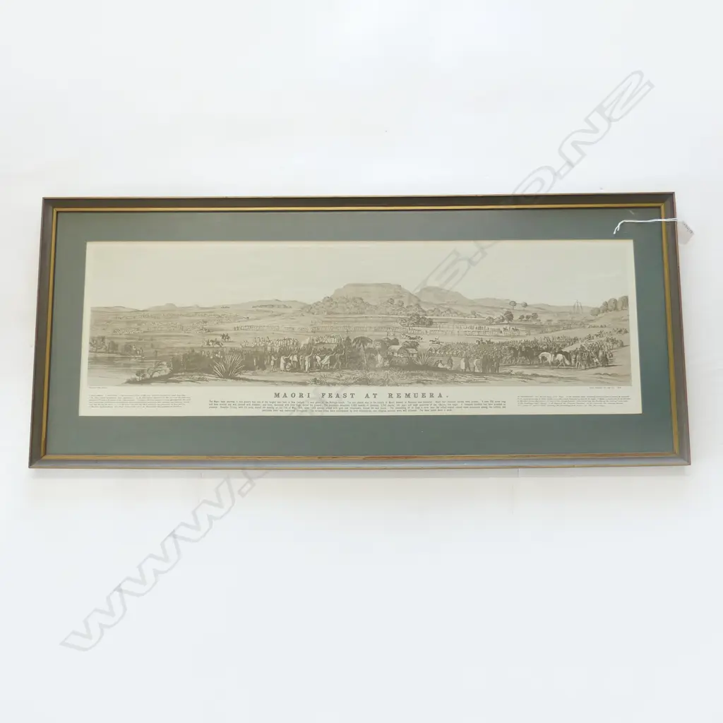 FRAMED PRINT N147 MAORI FEAST AT REMUERA H400 L940MM Image 1++