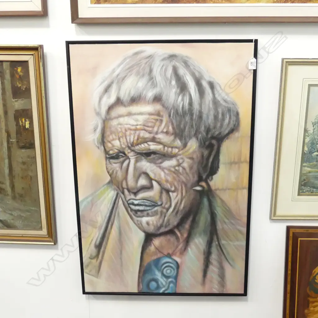 ARTIST UNKNOWN, ELDERLY MAORI WOMAN, OIL ON CANVAS 880x580mm Image 1++