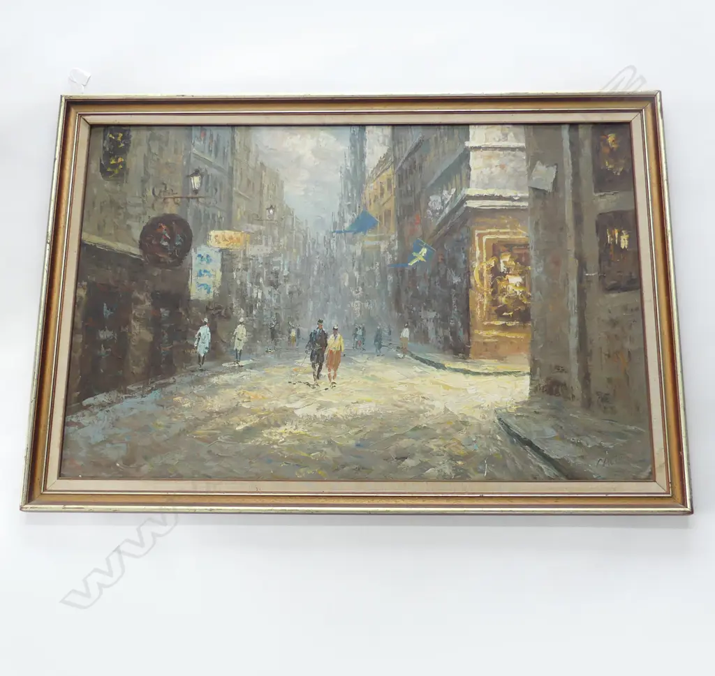 OIL PARIS STREET SCENE SIGNED CALLE H700 L990MM Image 1++