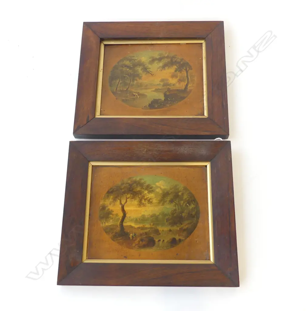 ARTIST UNKNOWN, PR ANTIQUE LANDSCAPES, OIL ON BOARD 180x230mm Image 1++