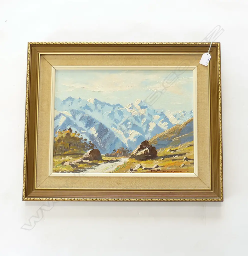 RICHARD FRANKLYN 'SOUTHERN ALPS FROM NEAR RED LAKE' OIL ON BOARD 295x395mm Image 1++