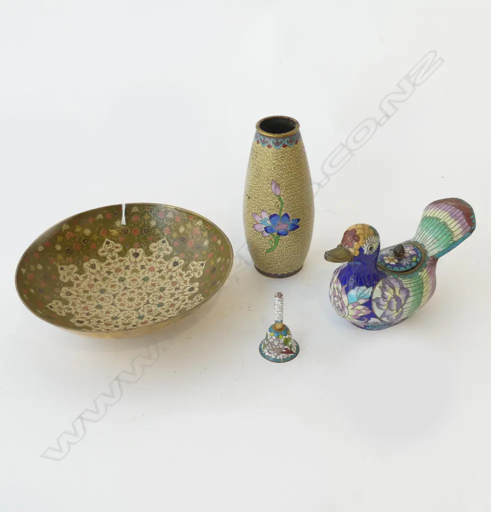 CLOISONNÉ VASE +DUCK + BOWL & BELL 60-190MM Image 1++