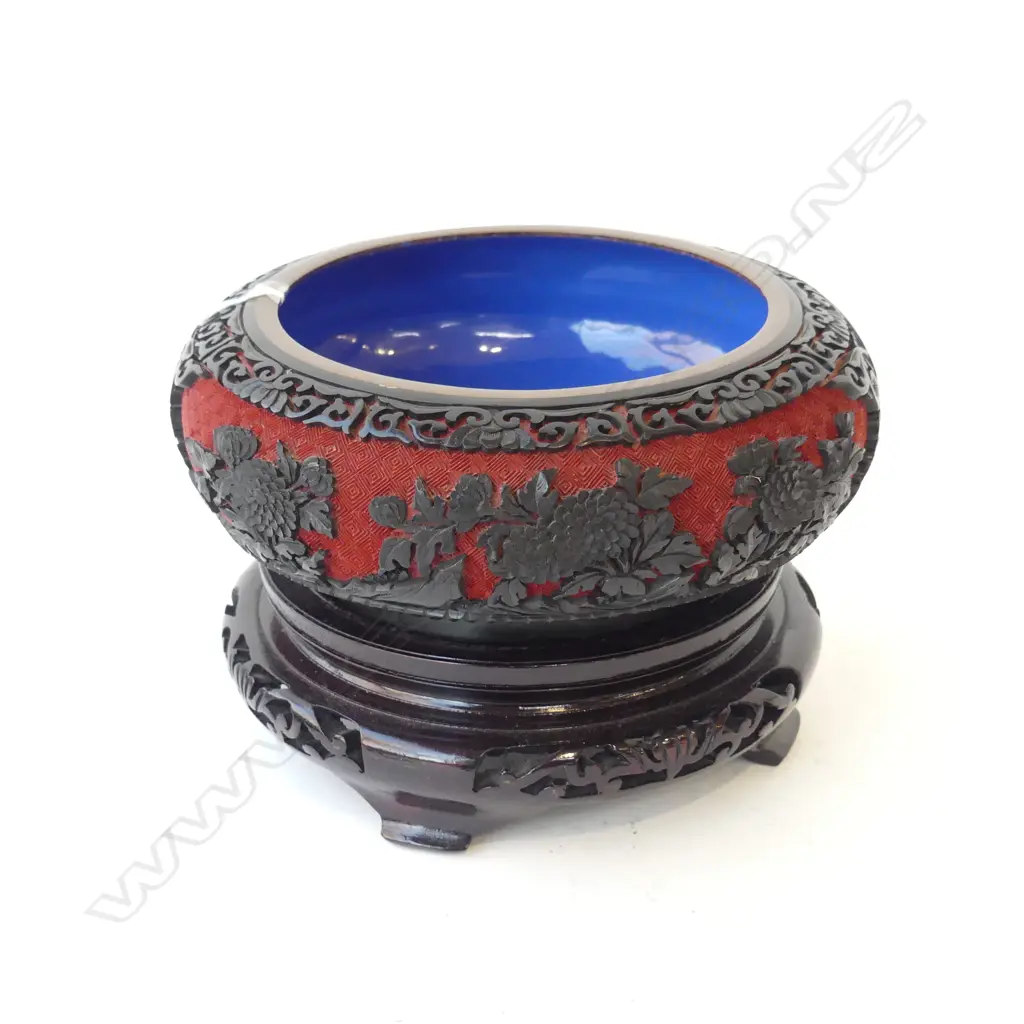 CLOISONNE  BOWL + STAND 200mm dia Image 1++