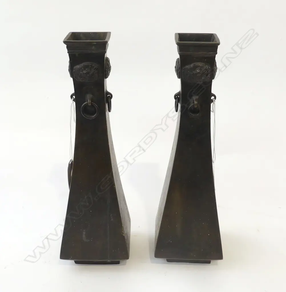 PR ANTIQUE ORIENTAL SIGNED BRONZE VASES H280MM Image 1++