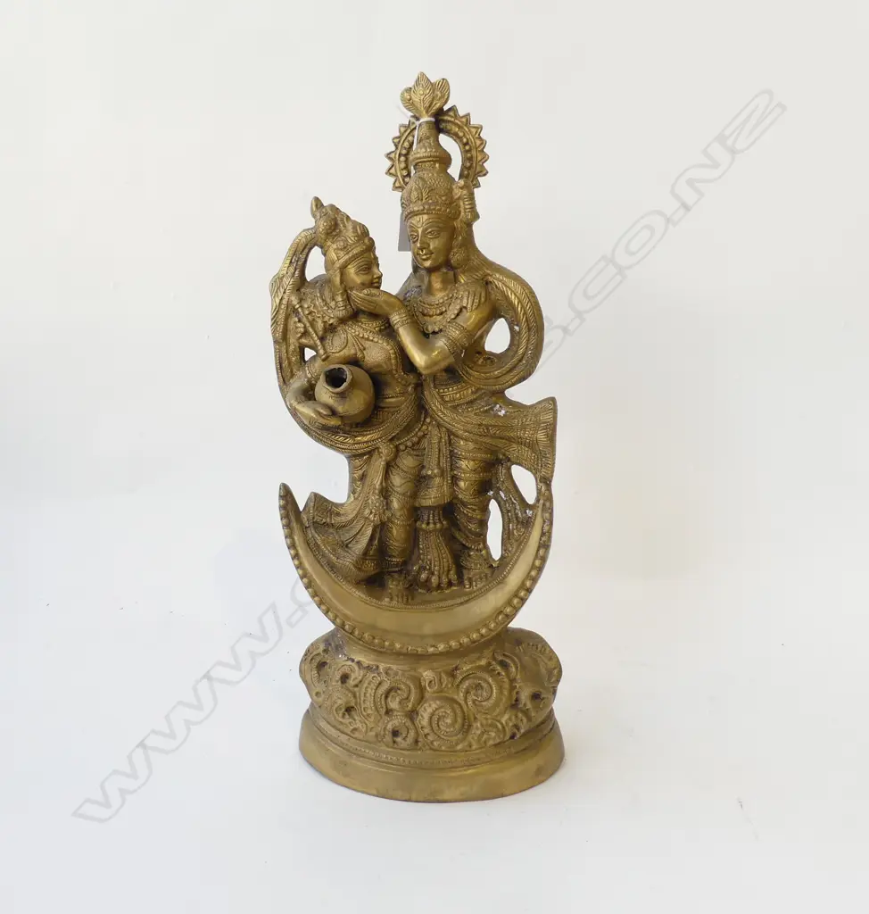 INDIAN TALL BRONZE/BRASS? FIGURE GROUP OF 2 FEMALE GODDESSES H.515mm Image 1++