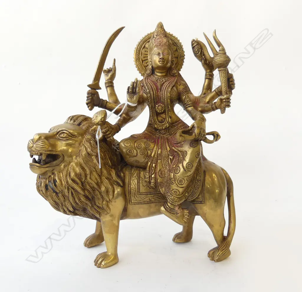 INDIAN BRONZE/BRASS? STATUE SHIVA UPON A LION H.290mm Image 1++