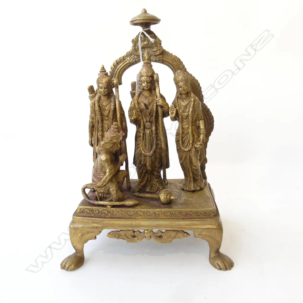 INDIAN BRONZE/BRASS? STATUE 4 RELIGOUS FIGURES UPON AN ALTER H.325mm Image 1++