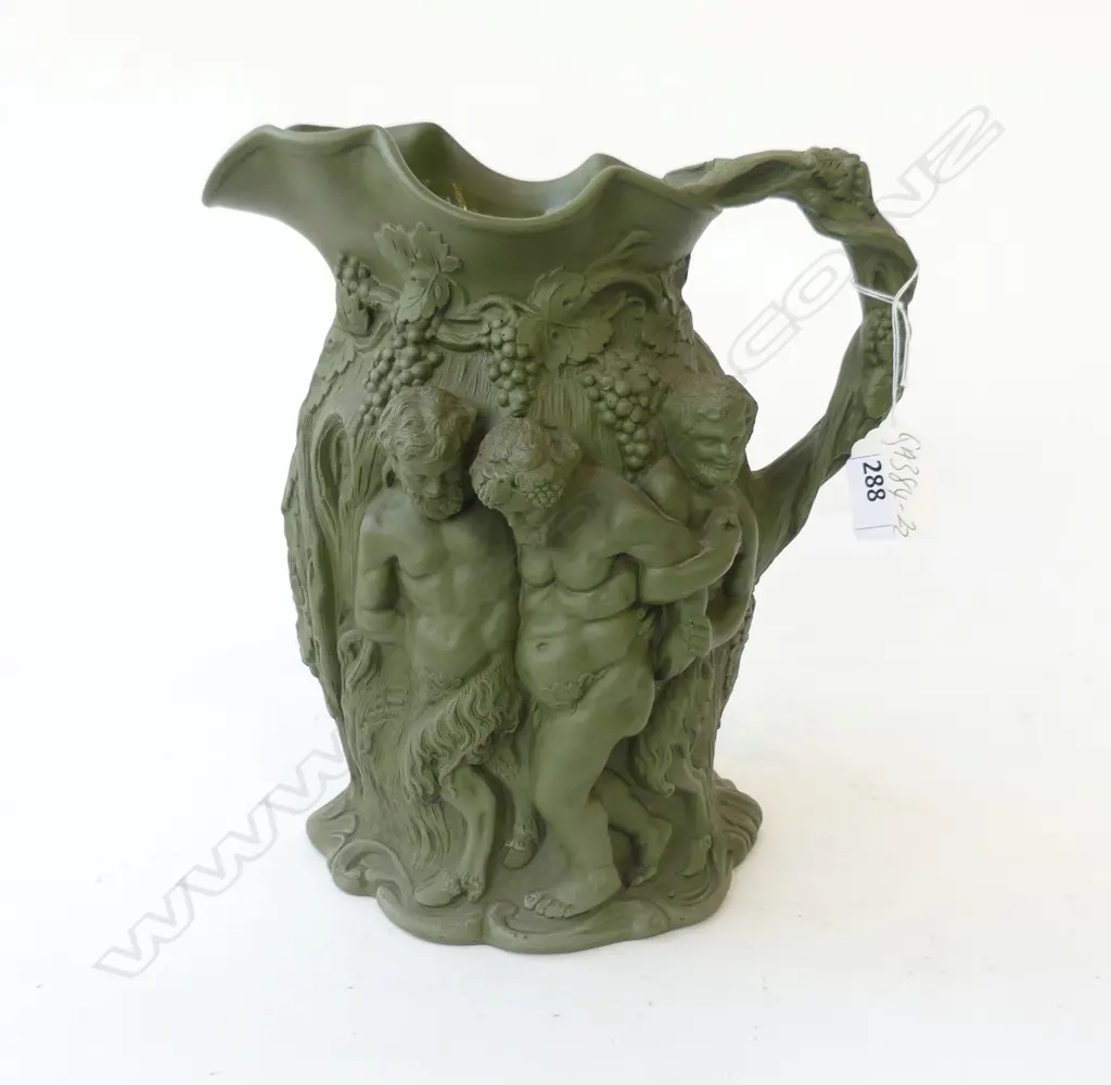 19thC MINTONS STONEWARE JUG w. BACCHUS THEMES H.230mm Image 1++