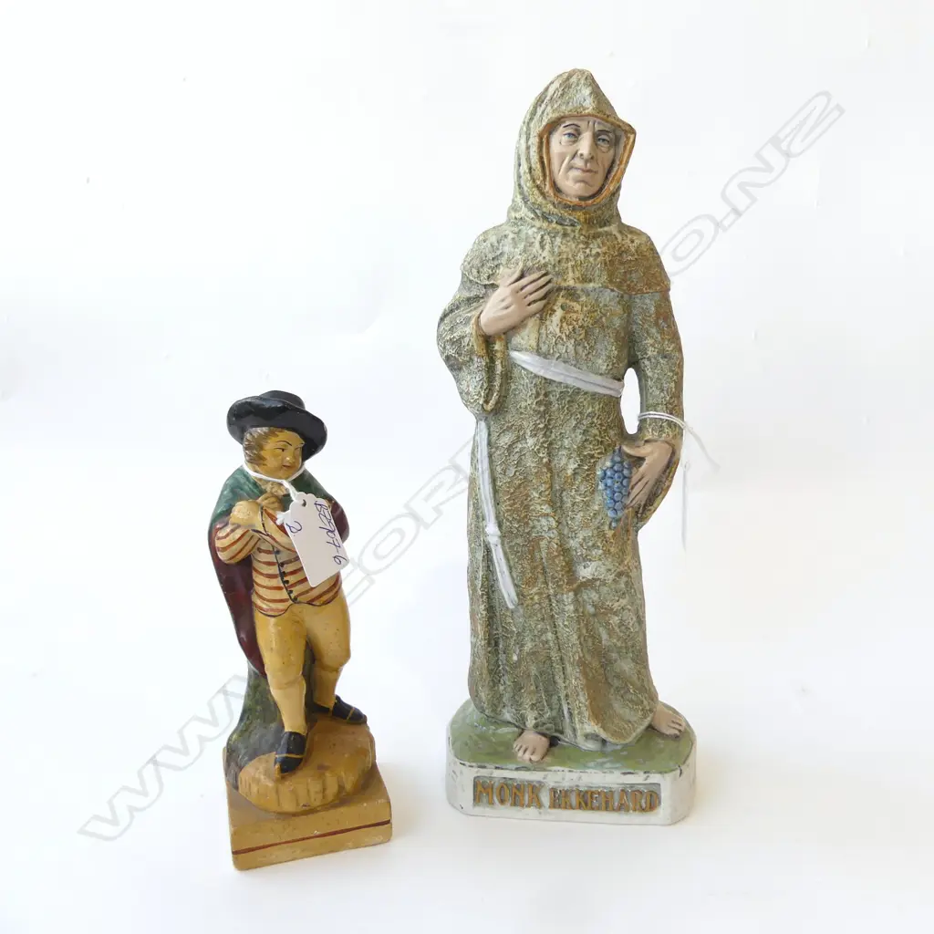 2 old figurines: VICTORIAN SOFT PASTE SAILOR + ITALIAN 1963 'MONK EKKEHARD' H.320mm Image 1++