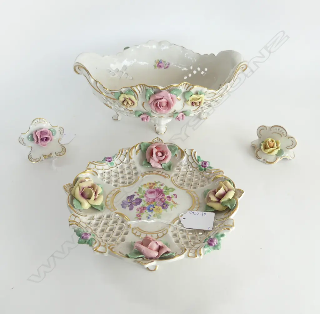 4 PCS GERMAN FLORAL CHINA  LARGEST L280MM Image 1++
