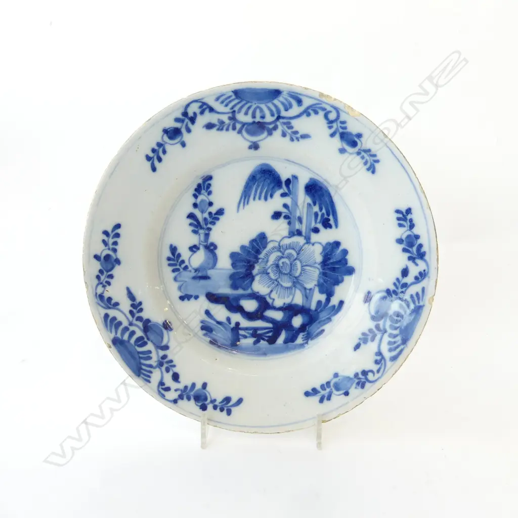 ANTIQUE ENGLISH DELFT PLATE, RIM FRITS 225mm dia Image 1++