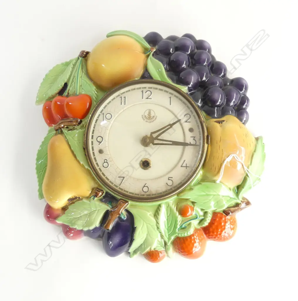 GERMAN CHINA FRUIT SALAD WALL CLOCK DIA290MM Image 1++