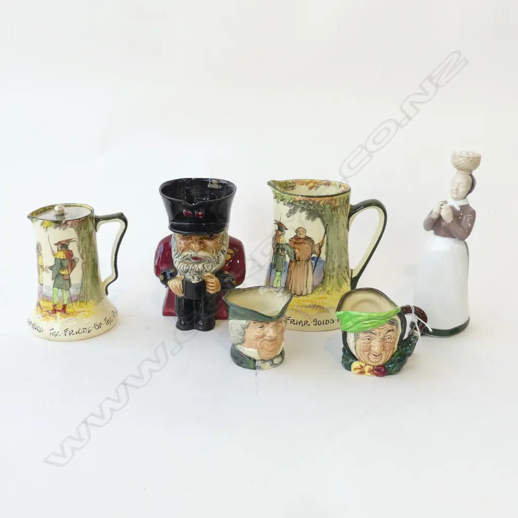 6 PCES CHINA; 4 ROYAL DOULTON (1 AF), B&G FIGURE H.235mm, CHARACTER JUG Image 1++