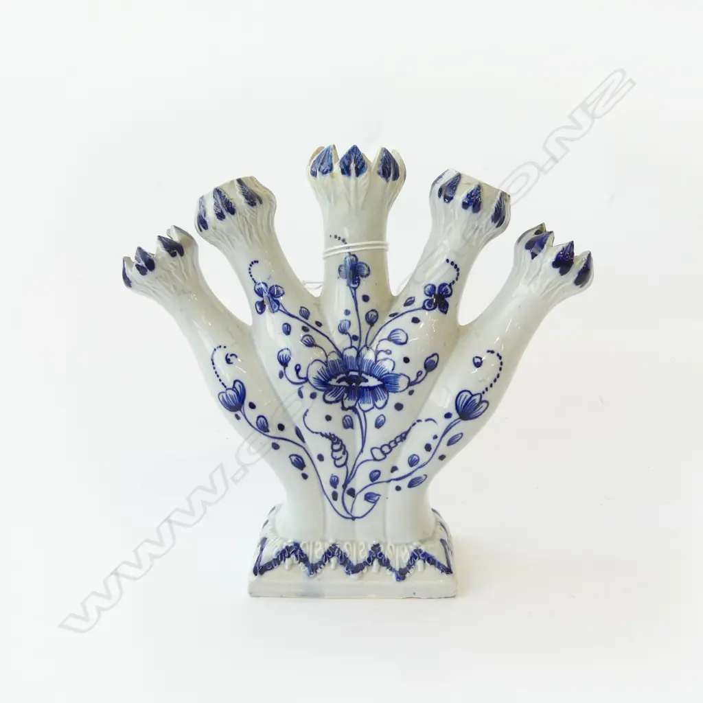 ANTIQUE PEARL WARE 5 STEM VASE C.1790 H.170mm REPAIRS Image 1++
