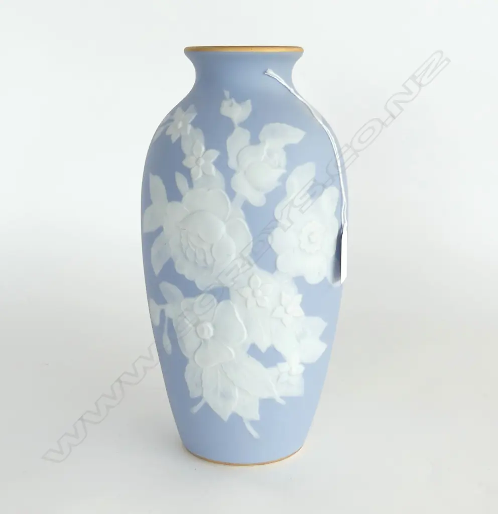 LIMOGE POWDER BLUE FLORAL VASE Image 1++
