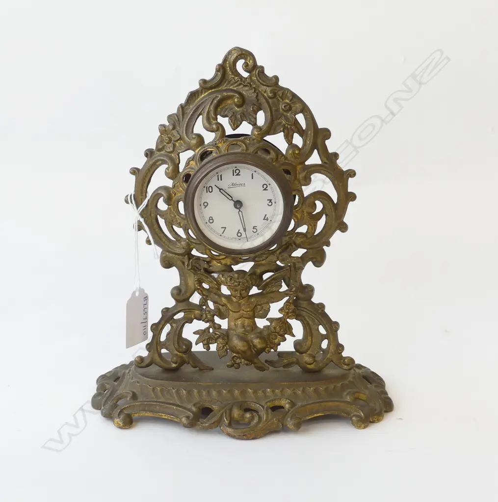 EDWARDIAN  GILT MANTLE CLOCK H220MM Image 1++