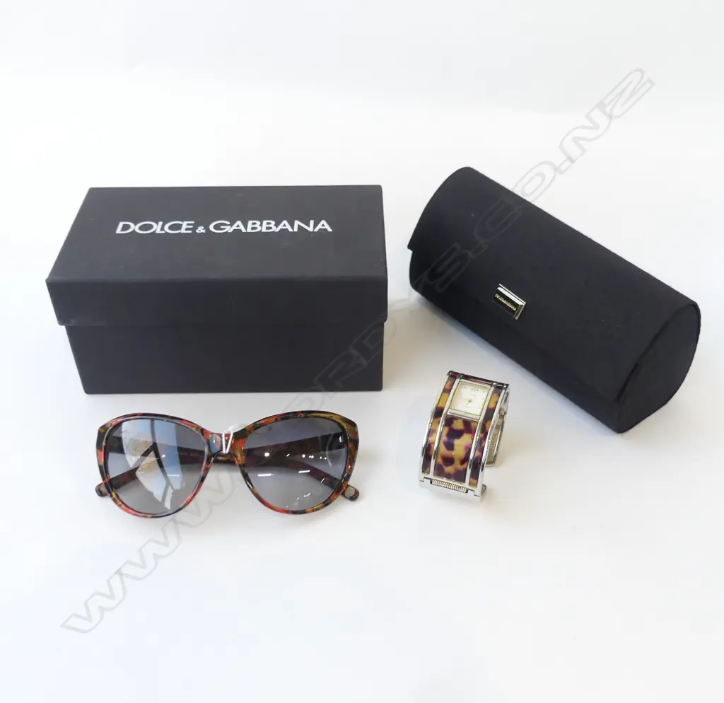 PR DOLCE & GABBANA SUNGLASSES, CASED & BOXED + LIEBE FAUX TORTOISESHELL BANGLE WATCH Image 1++