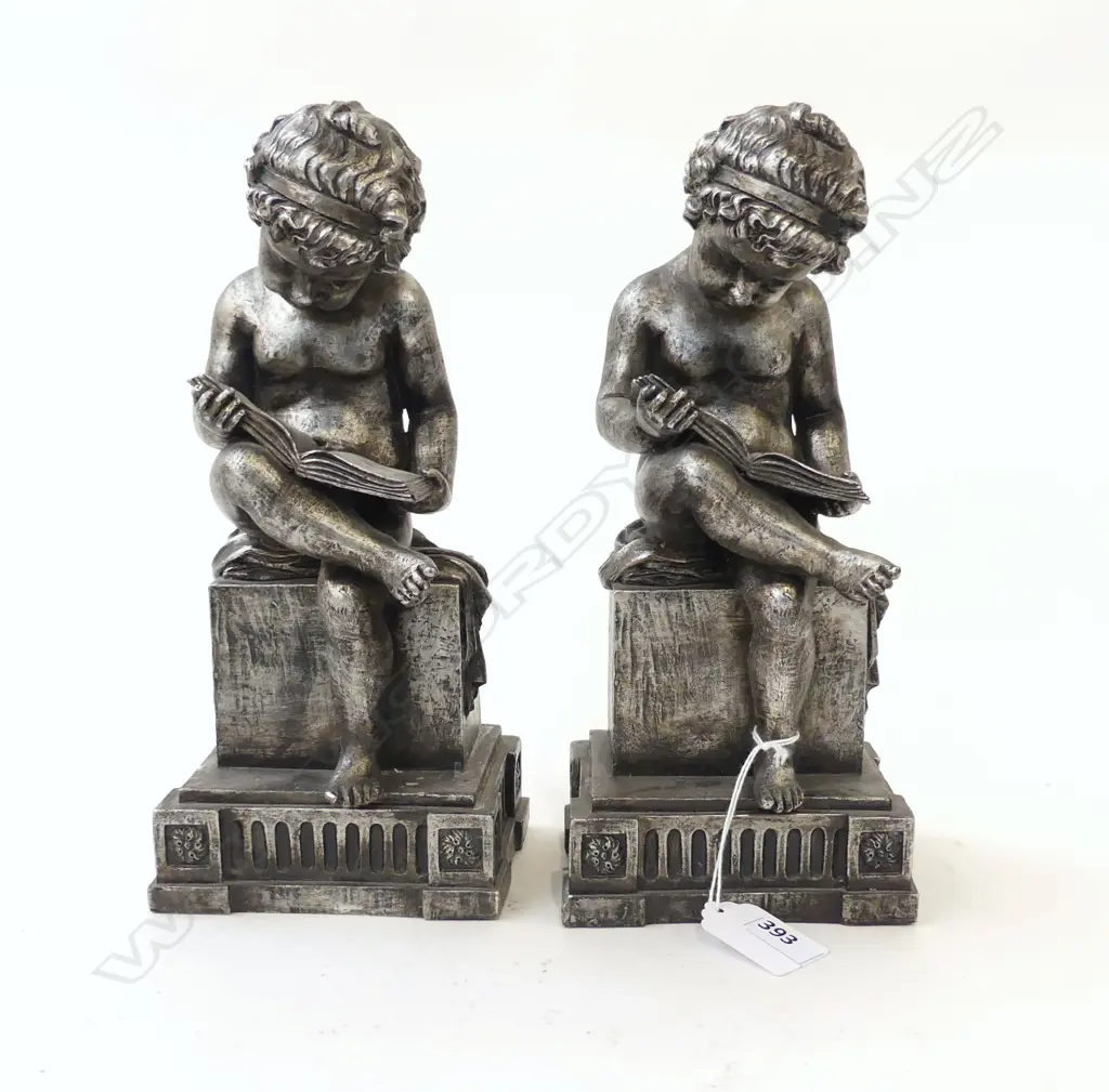 PR SILVER RESIN READING CHILD BOOKENDS H.240mm Image 1++