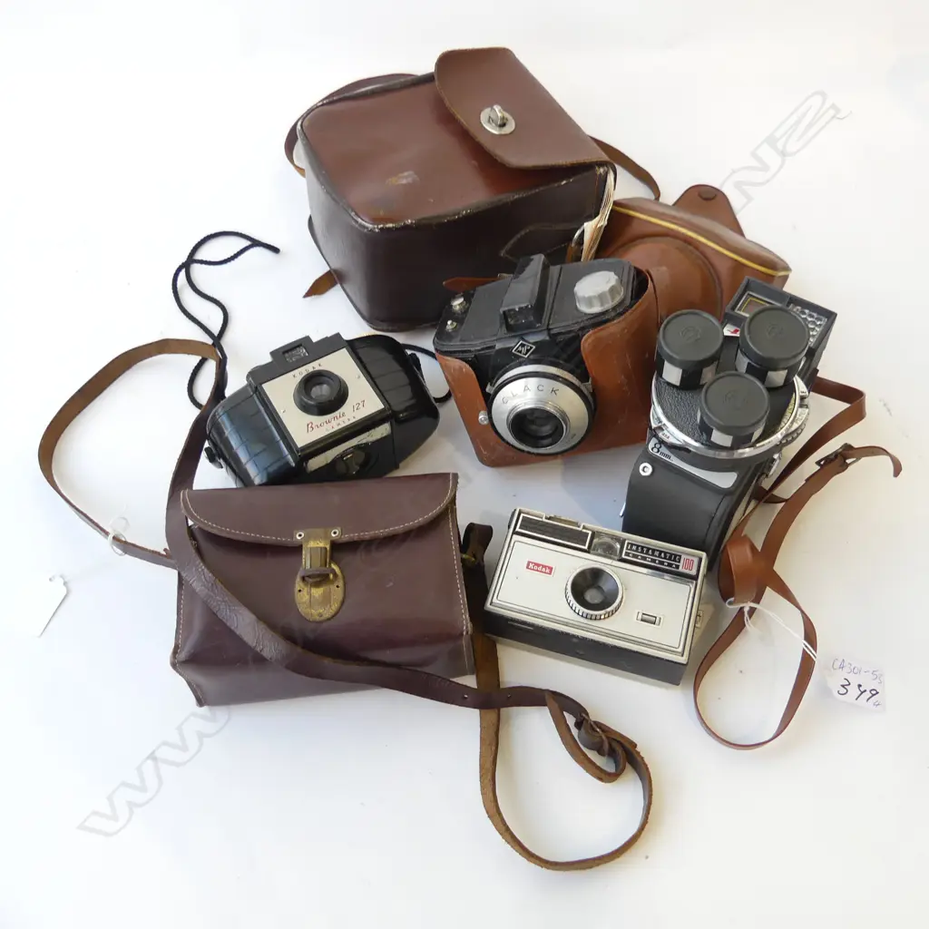 FOUR CAMERAS, ONE HOLIDAY BRAND MOVIE, KODAK BROWNIE, CLACK & INSTAMATIC Image 1++