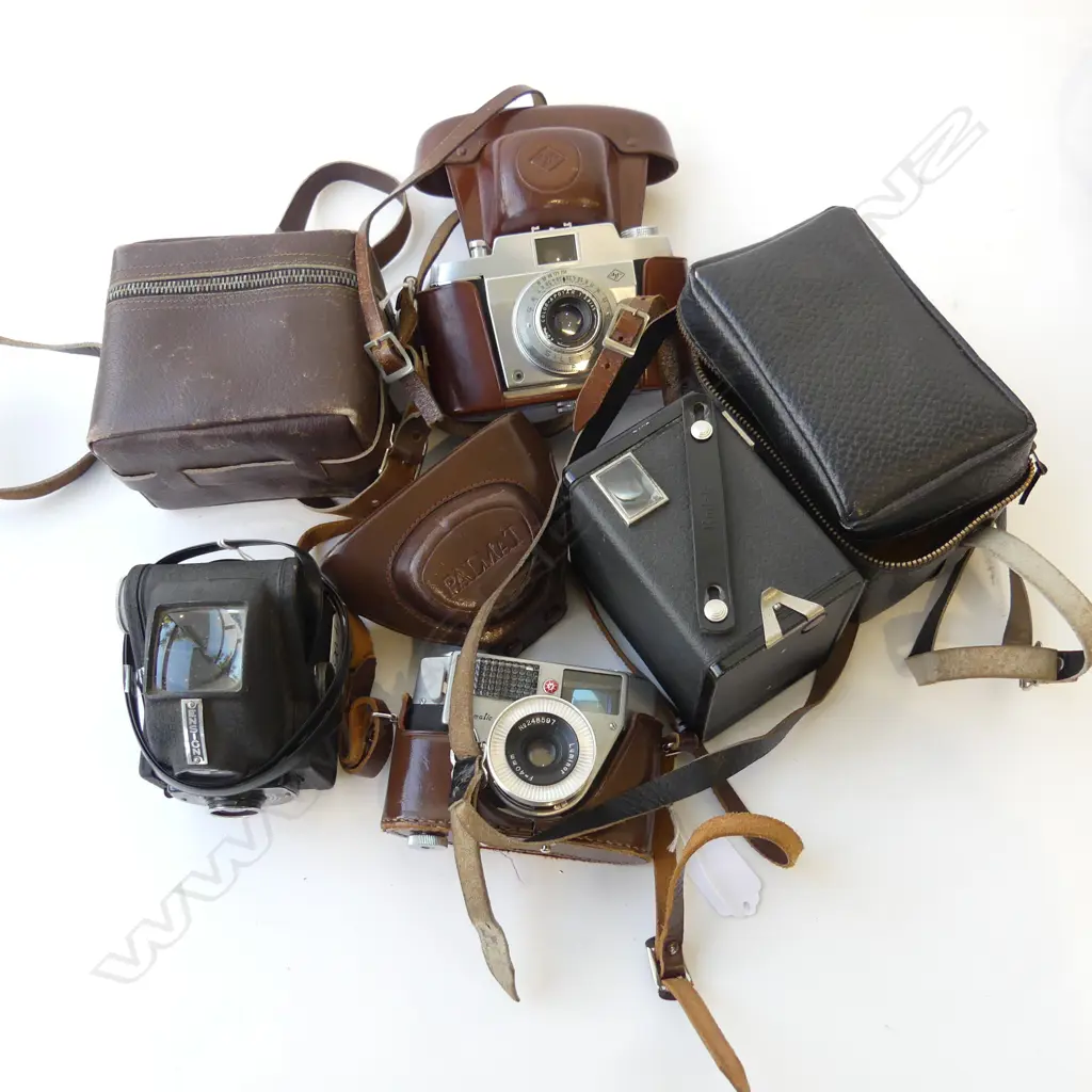 FIVE CAMERAS, TWO BOX ONE ENSIGN AGFA & PALMAT. Image 1++