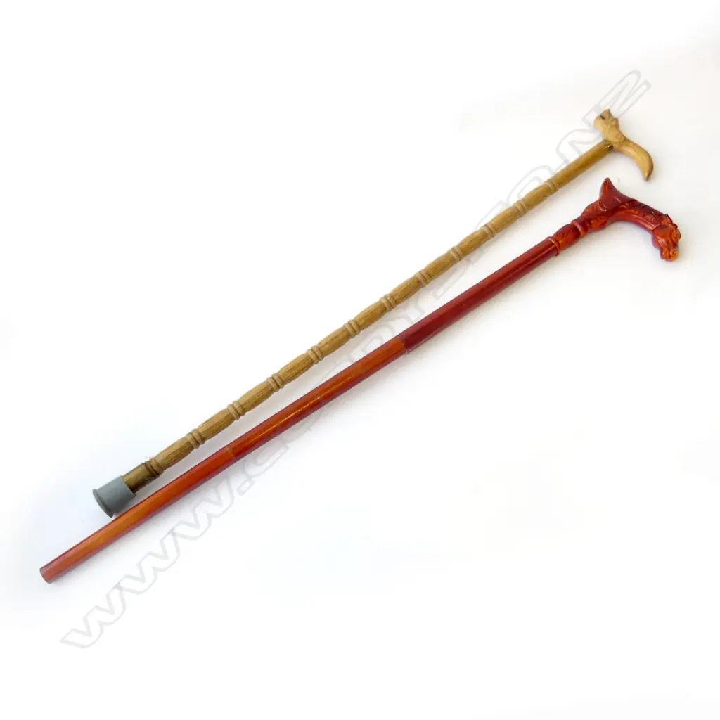 2 WALKING STICKS; RED & OTHER L.900mm Image 1++