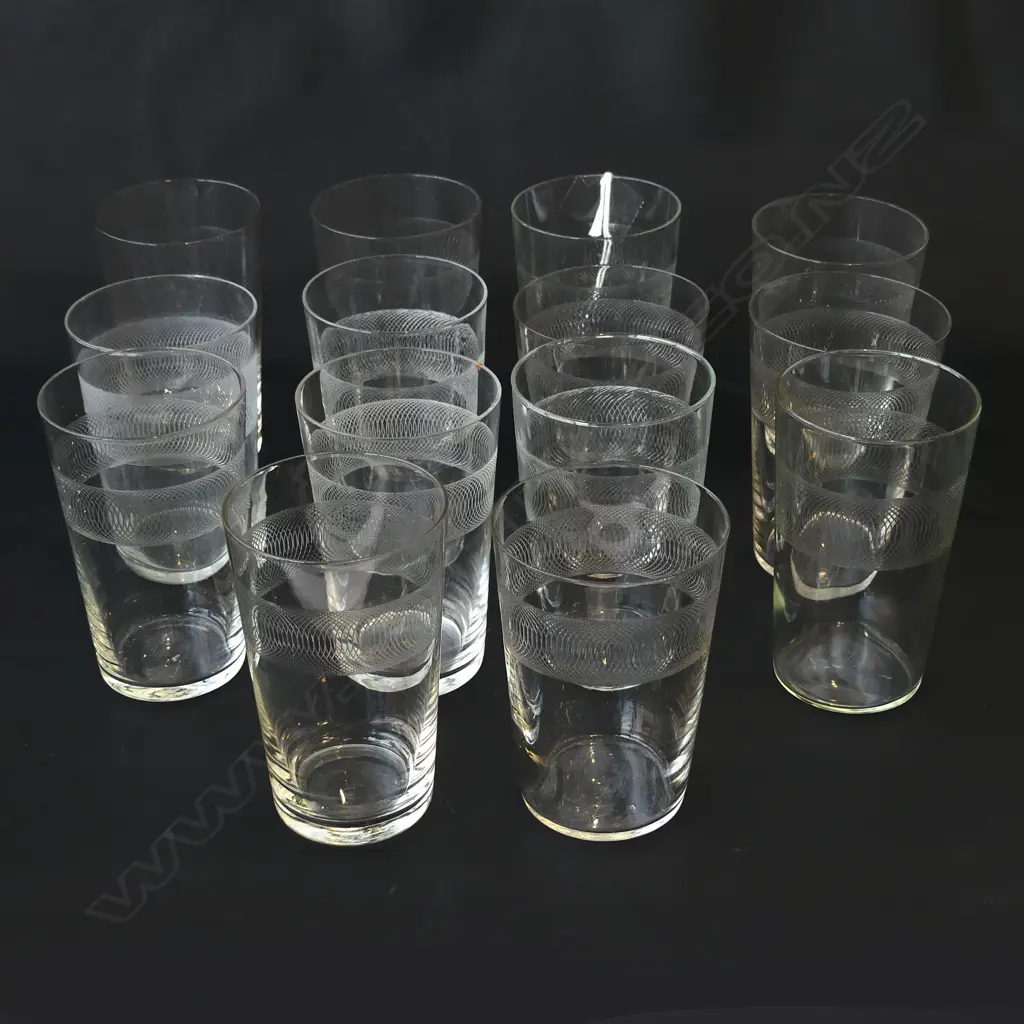 14 EDWARDIAN FLINT GLASS TUMBLERS H.110mm Image 1++