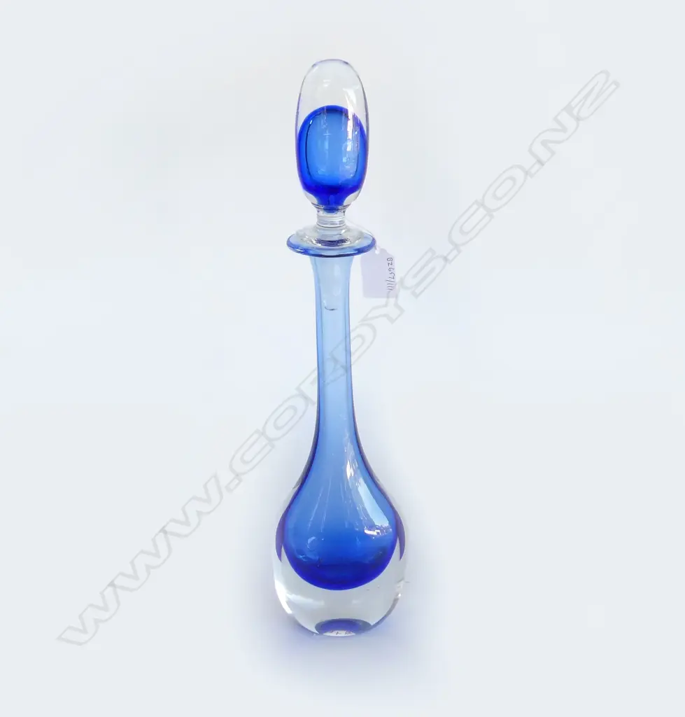 RETRO STUDIO GLASS STOPPERED BOTTLE  SIGNED H410MM Image 1++