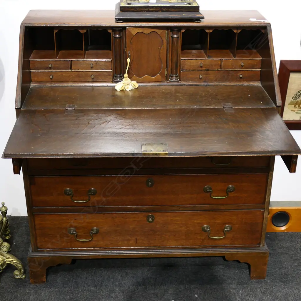 GEORGIAN OAK DROP FRONT BUREAU 975x490x1015mm Image 1++