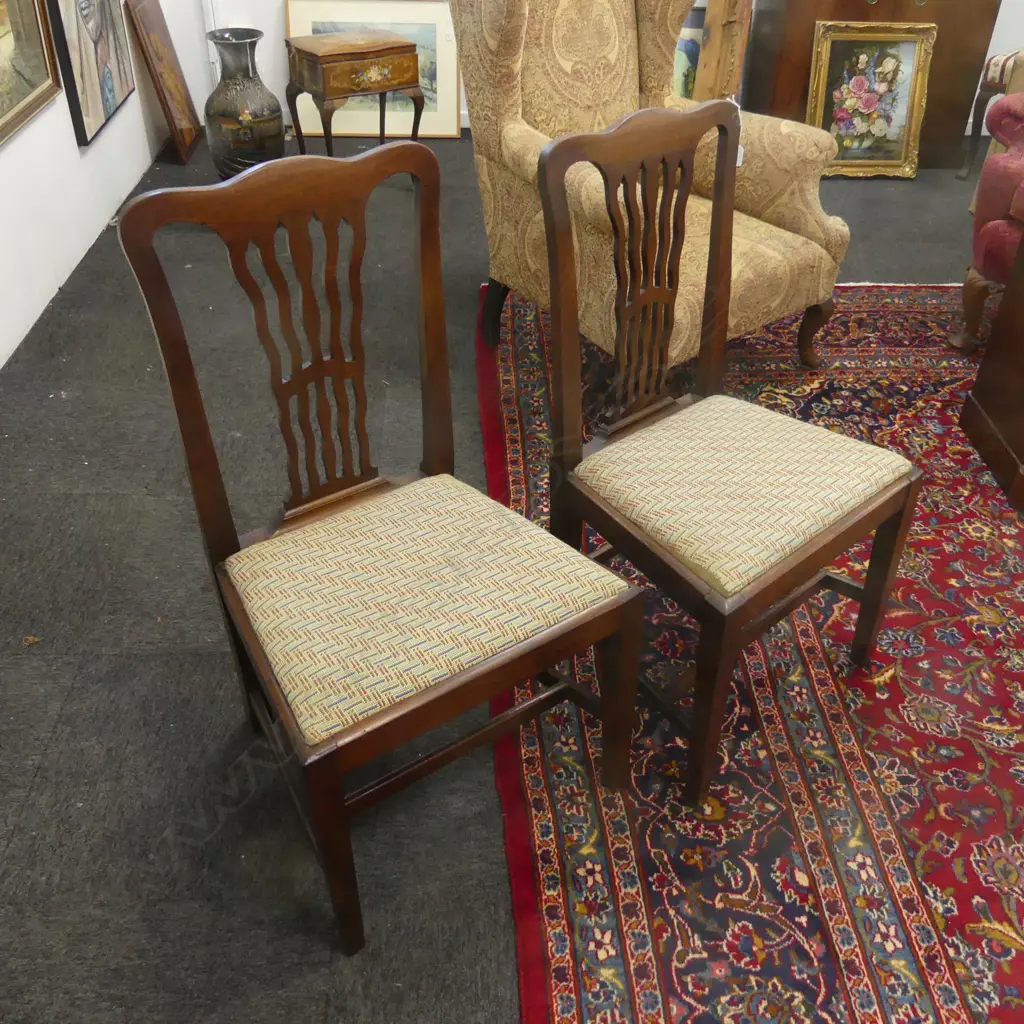 PR ANTIQUE HEPPLEWHITE DINING CHAIRS w. NEEDLEWORK SEATS Image 1++