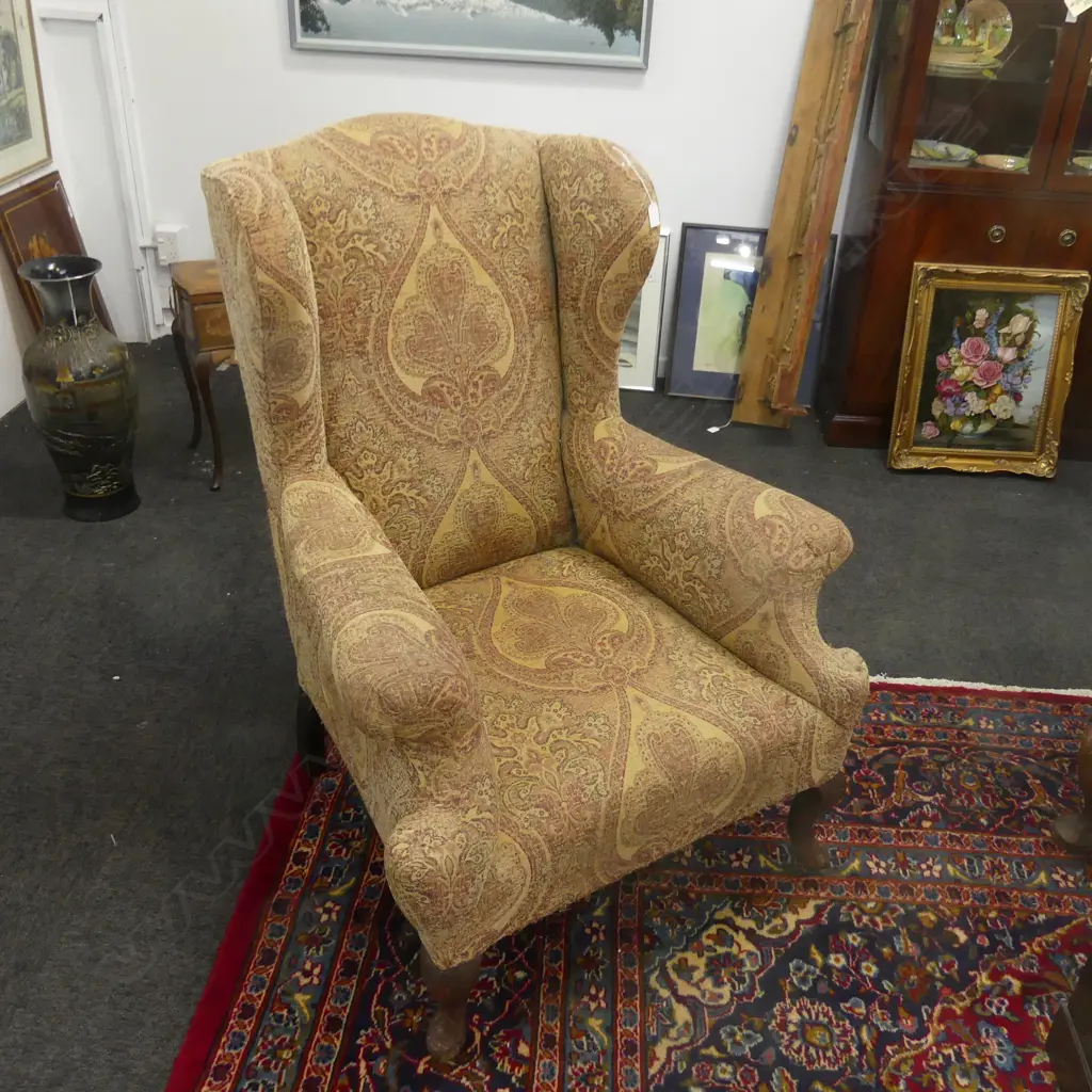 WING BACK CHAIR, PAISLEY UPHOLSTERY Image 1++
