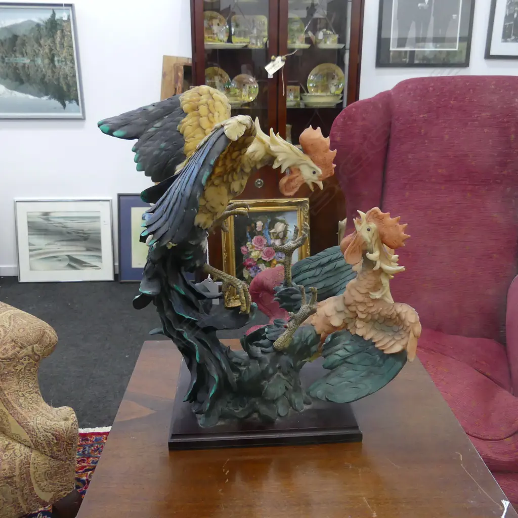 RESIN FIGHTING ROOSTERS H.400mm Image 1++