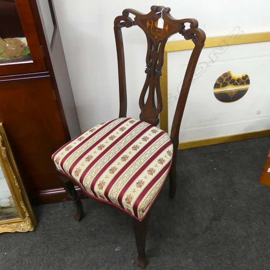 EDWARDIAN SHERATON REVIVAL SIDE CHAIR inlaid Image 1++