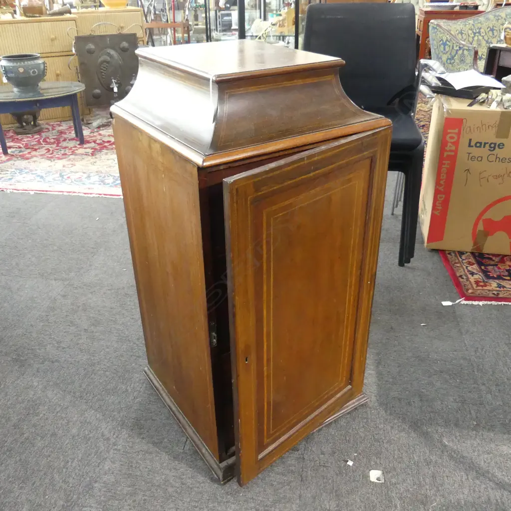 ANTIQUE MAHOGANY CABINET, 3 DRAWERS BEHIND DOOR 460x460x945mm  Image 1++
