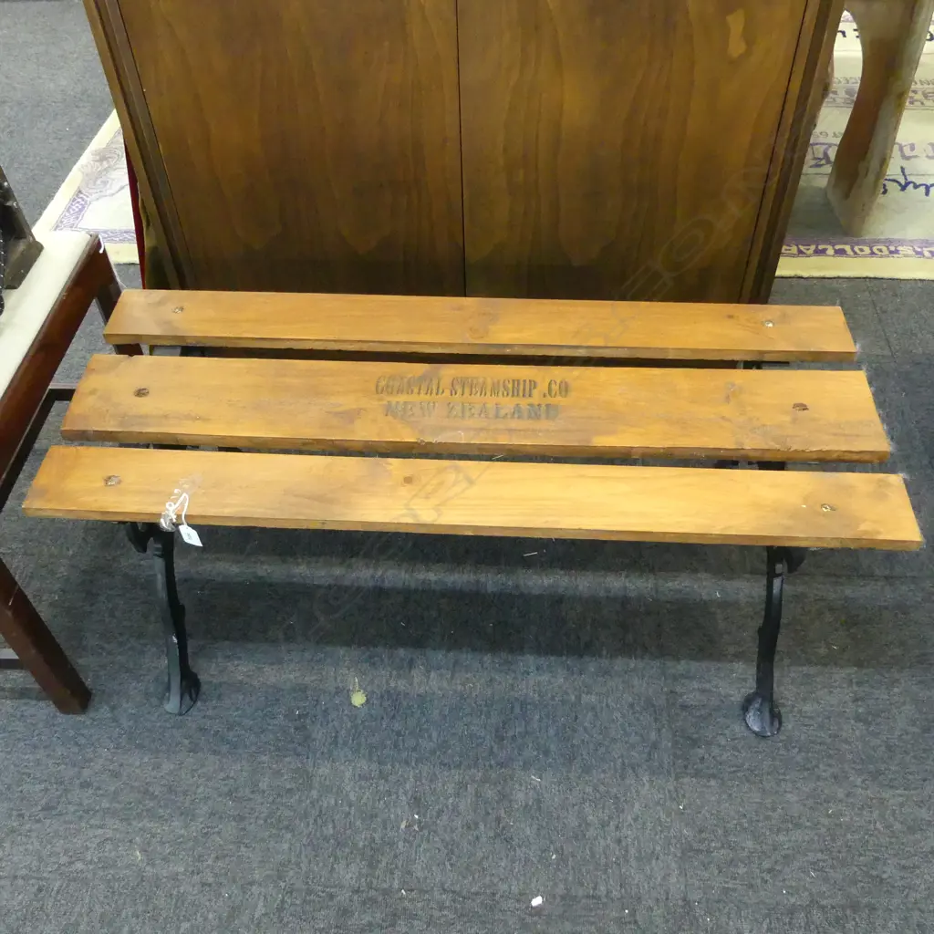 GARDEN BENCH L.1030mm 'COASTAL STEAMSHIP CO' STENCIL  Image 1++