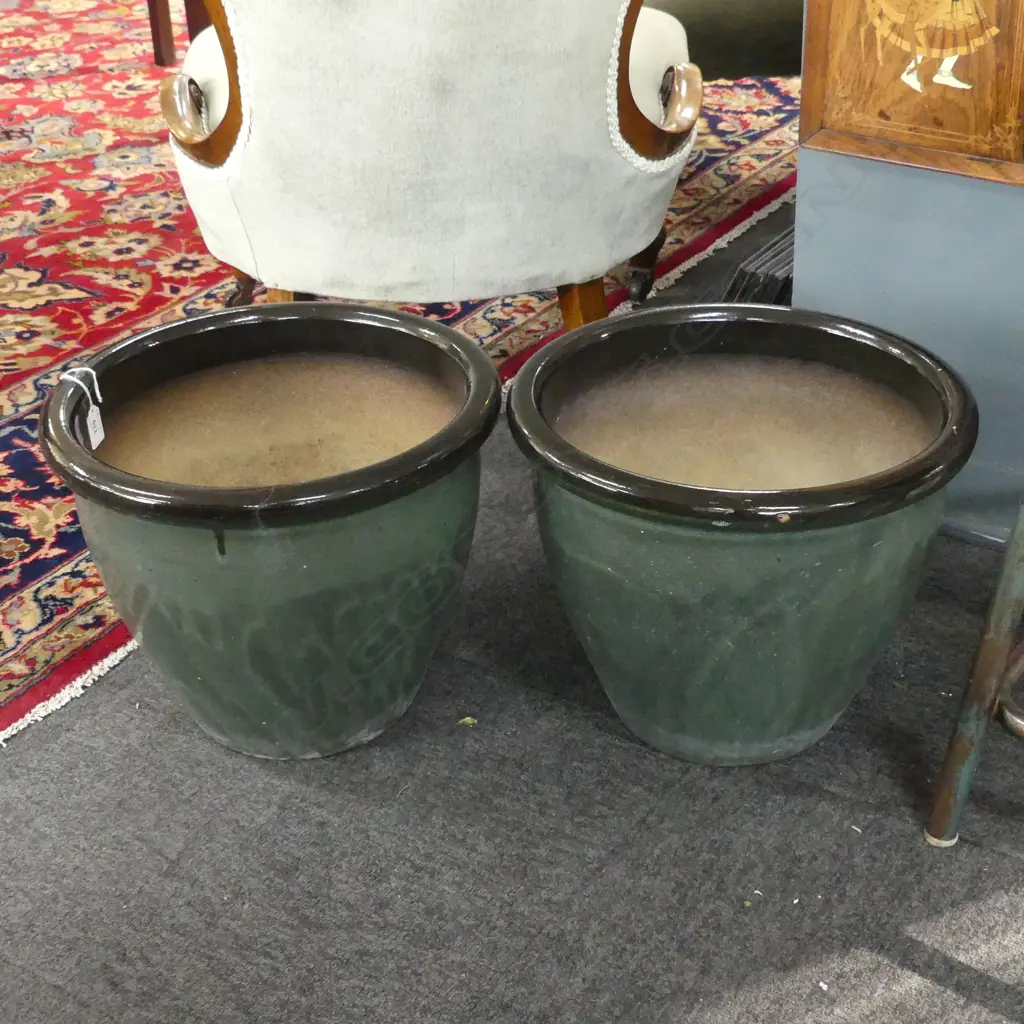 PR BLACK GLAZED GARDEN POTS H.315mm Image 1++