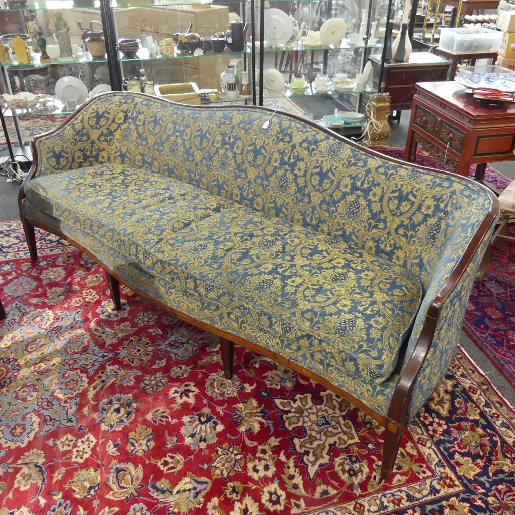 SOFA, BLUE UPHOLSTERY 2200x750x840mm cat scratches Image 1++
