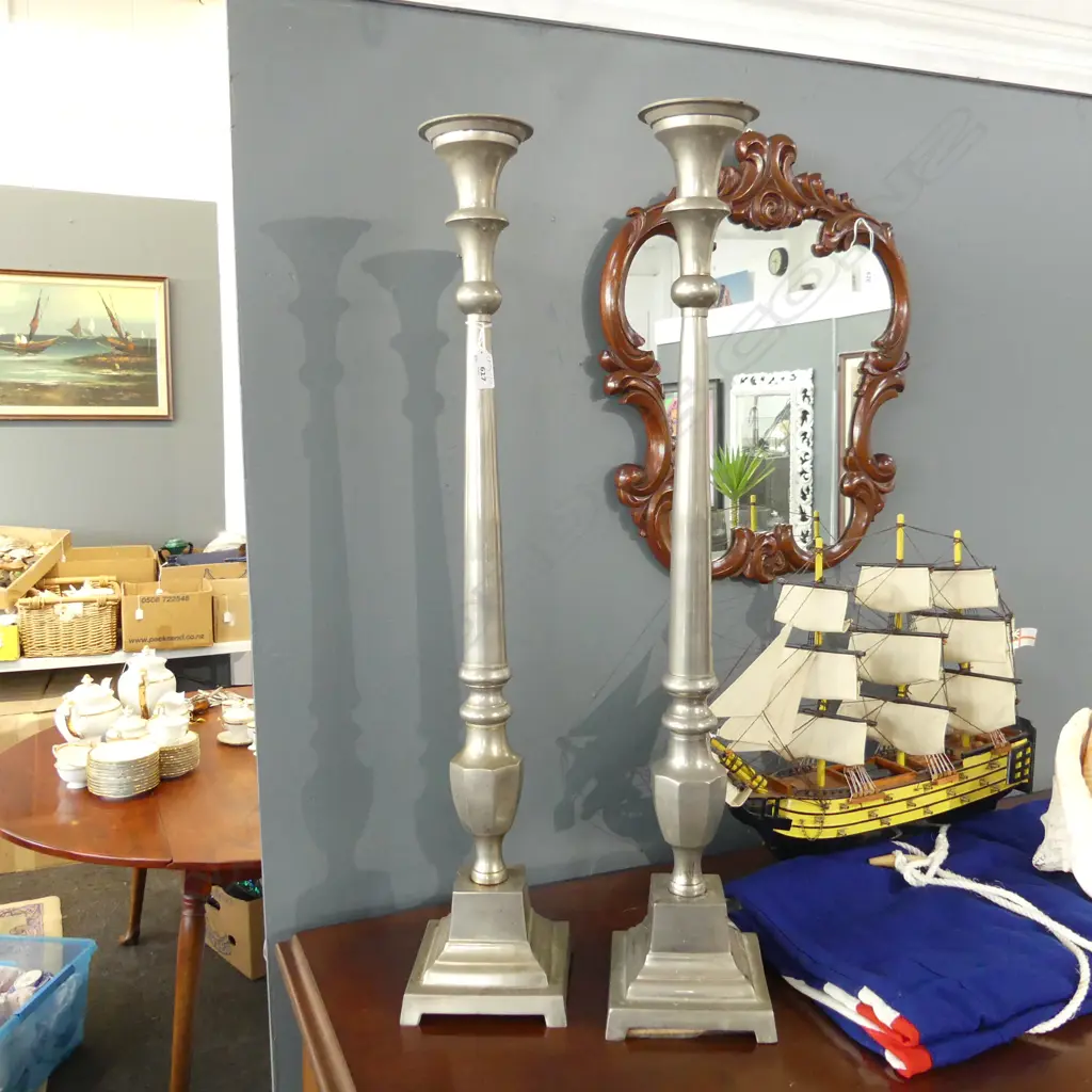 PR LG SILVER METAL CANDLESTICKS H.790mm Image 1++