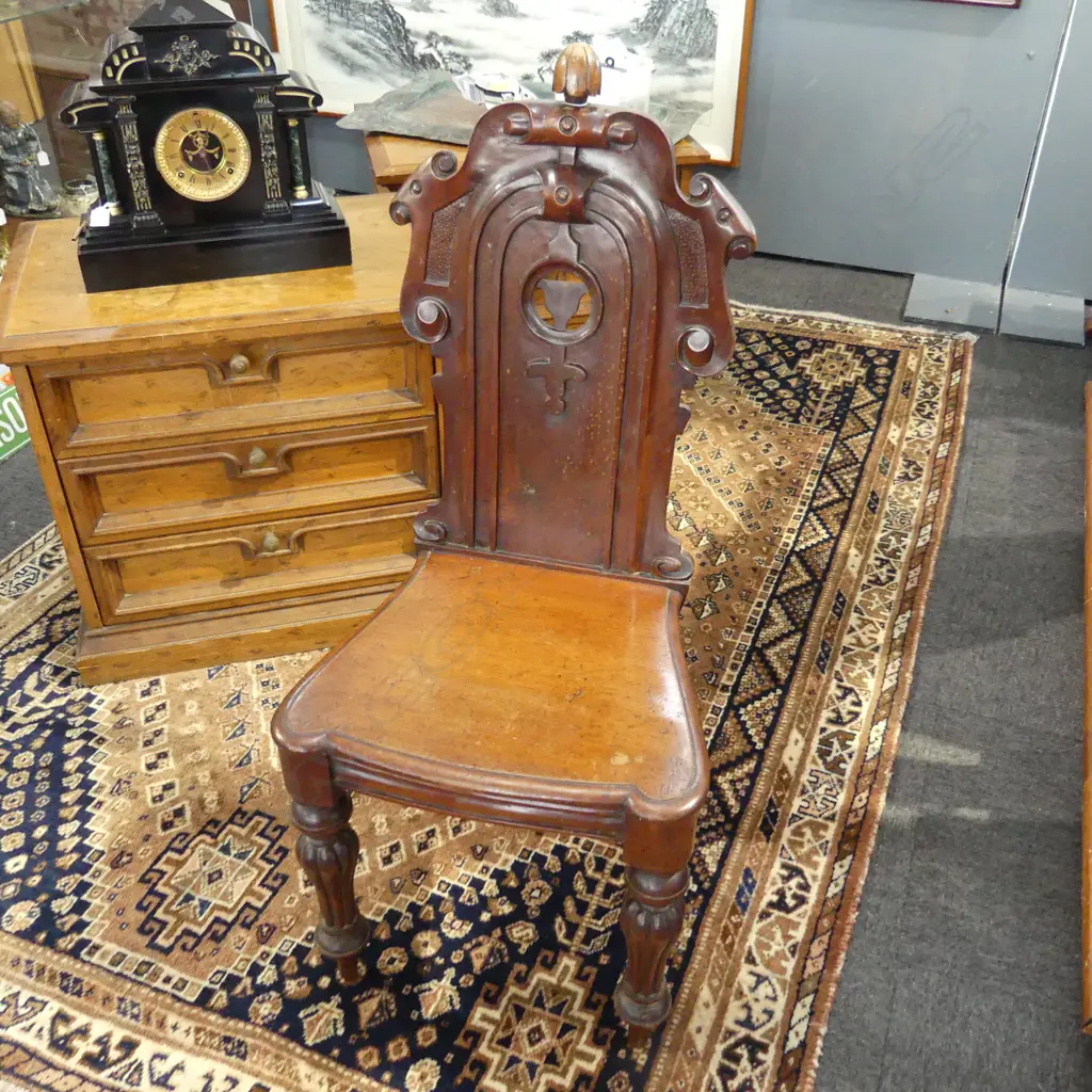 VICTORIAN SHIELD BACK HALL CHAIR Image 1++