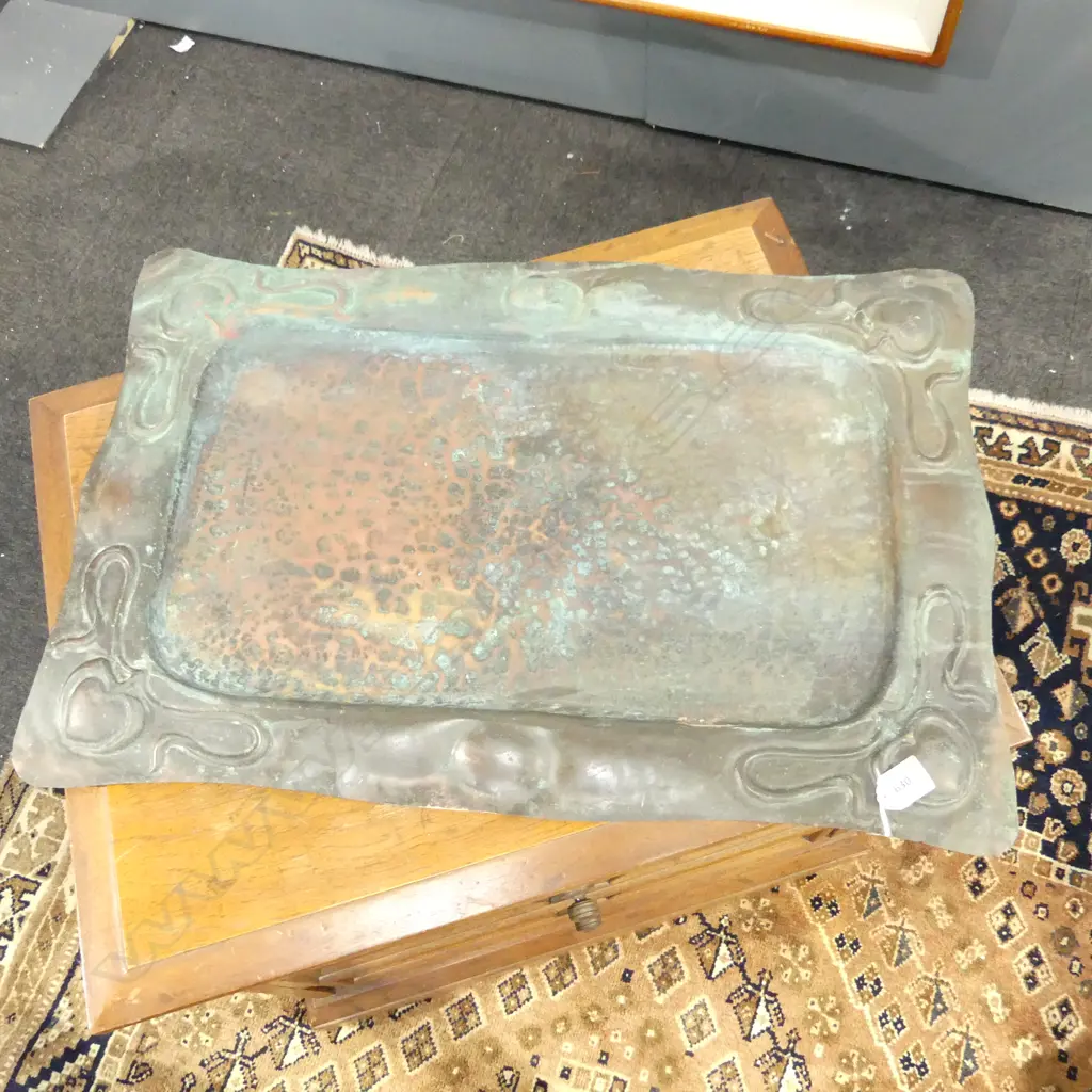 ART NOUVEAU COPPER TRAY SHOWING AGE 460X670mm Image 1++