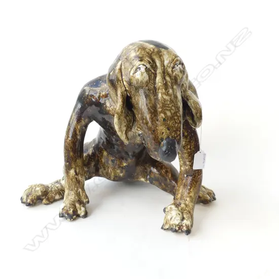 STUDIO POTTERY TRICKLE GLAZED DOG H.340mm