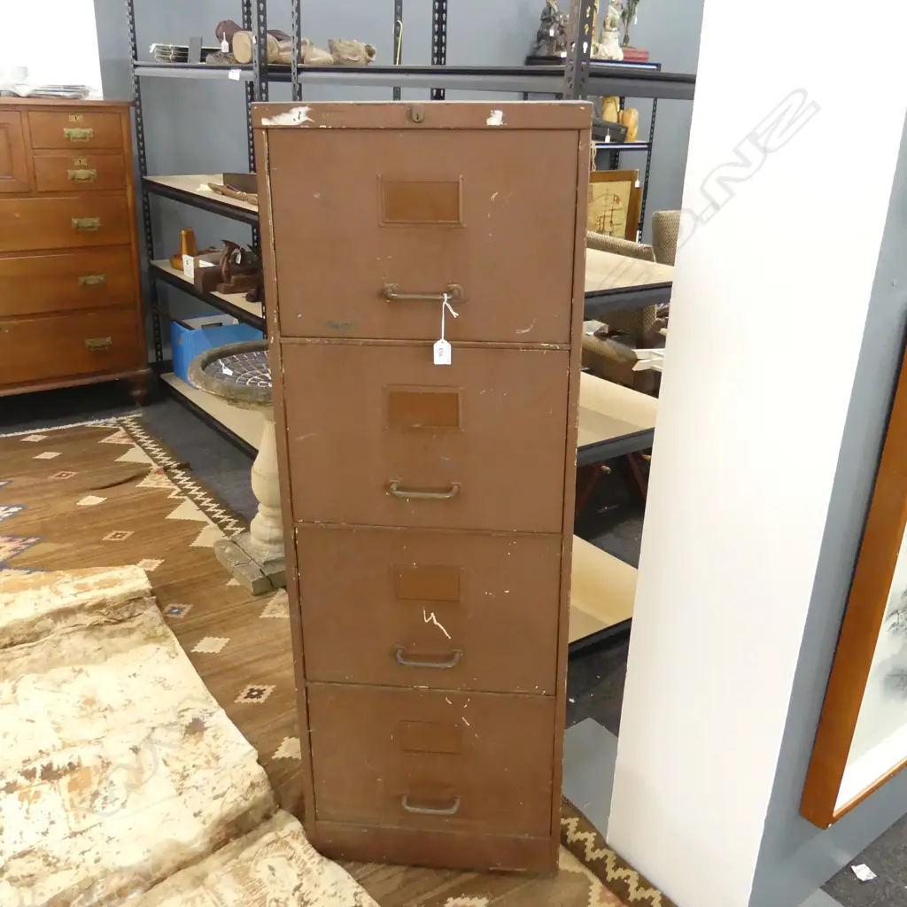 INDUSTRIAL STYLE 4 DRAWER MEDAL FILING CABINET 460x630x1320mm Image 1++