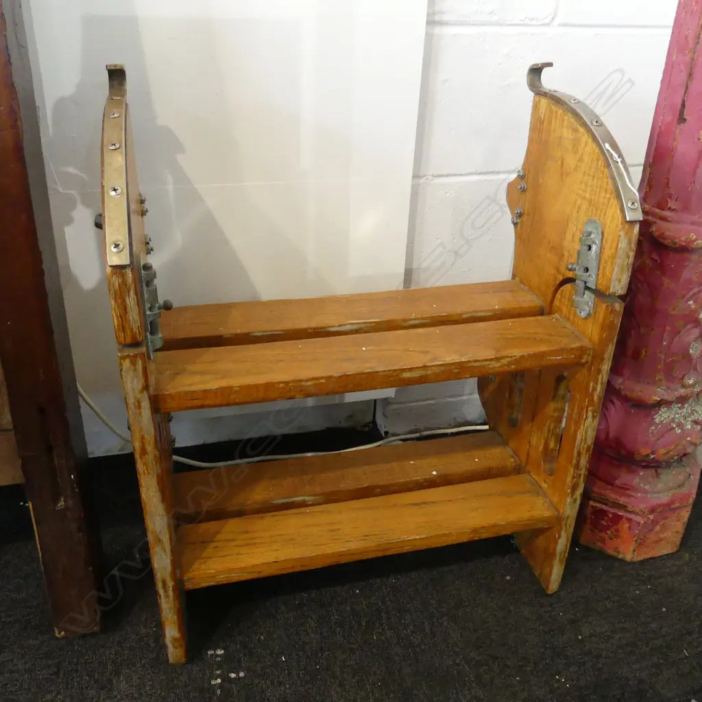TEAK FOLDING BOAT LADDER W.540mm Image 1++