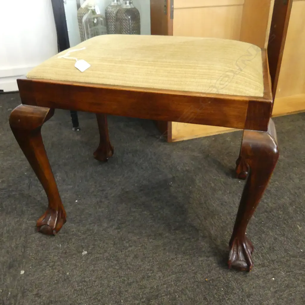 DARK STAINED BEECH STOOL ball & claw feet Image 1++