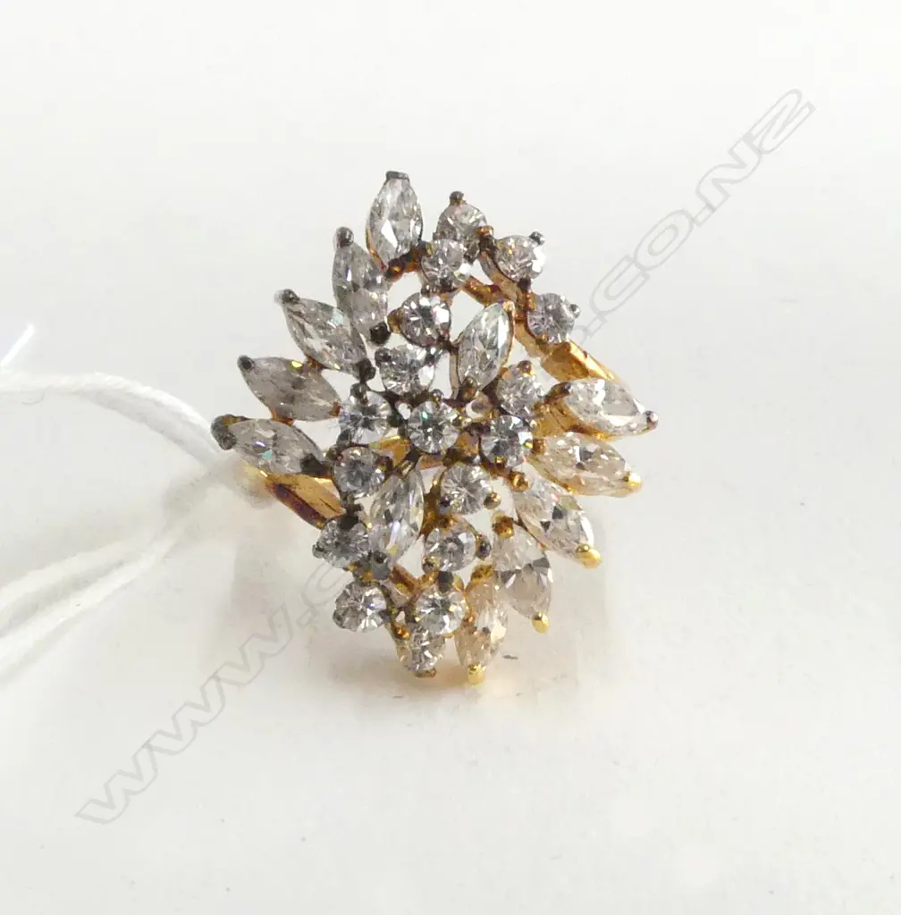 SILVER GILT & CZ RING SIZE N Image 1++