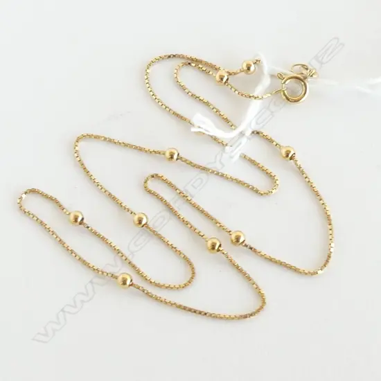 FINE 9ct GOLD LINK & BALL CHAIN L.440mm 2.44gms