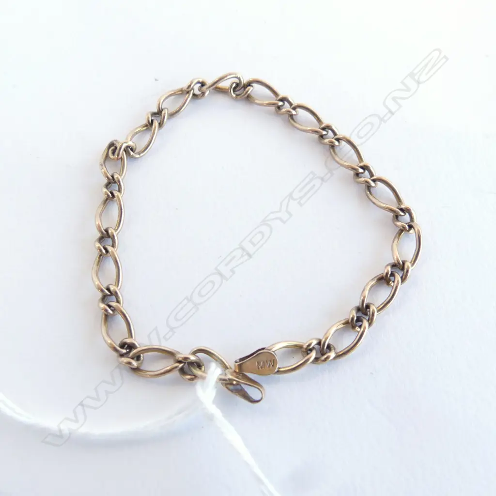9CT GOLD FIGARO BRACELET 6.7gm (AF) Image 1++