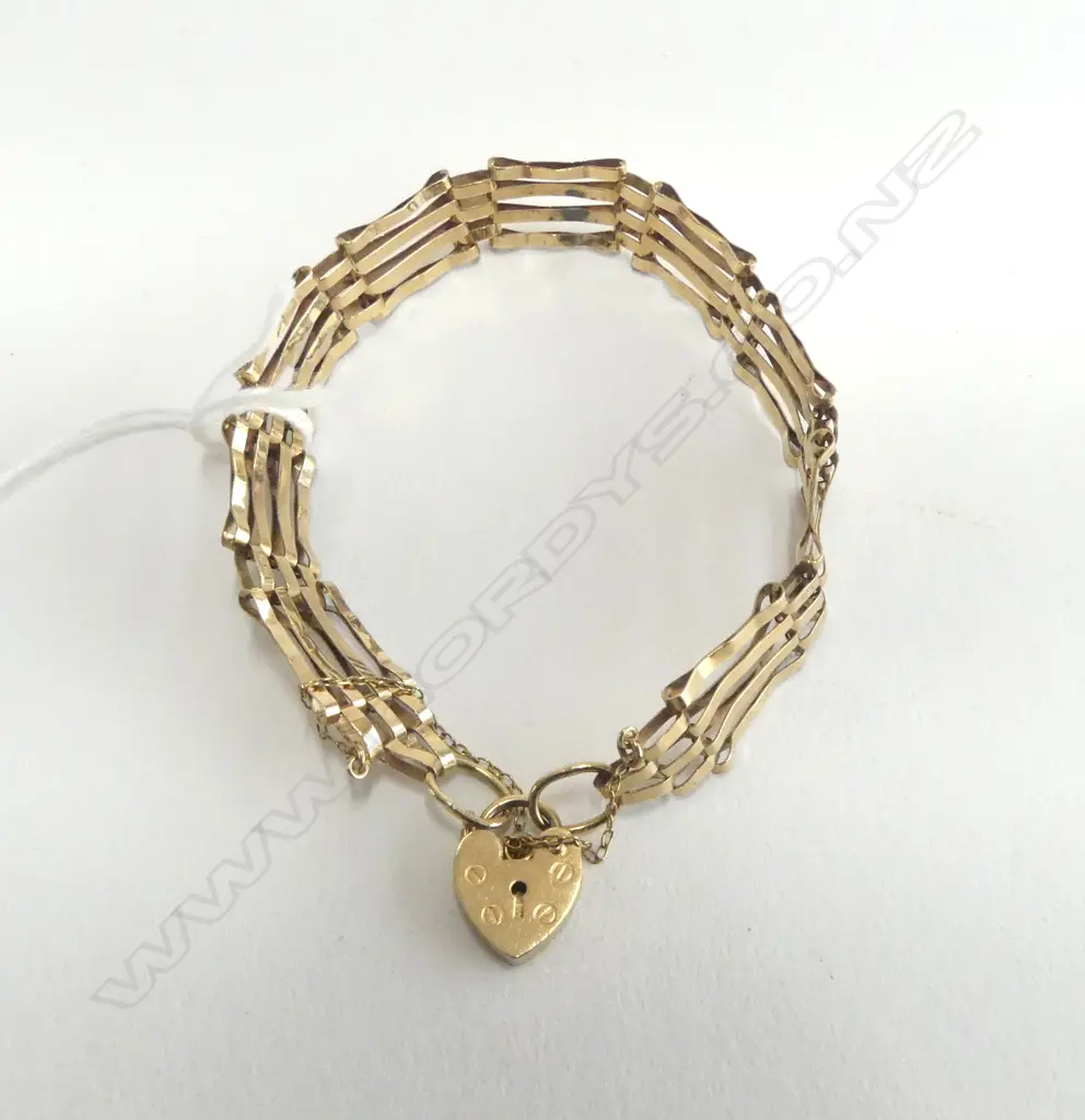 9ct YELLOW GOLD GATE LINK BRACELET 6.7gms Image 1++