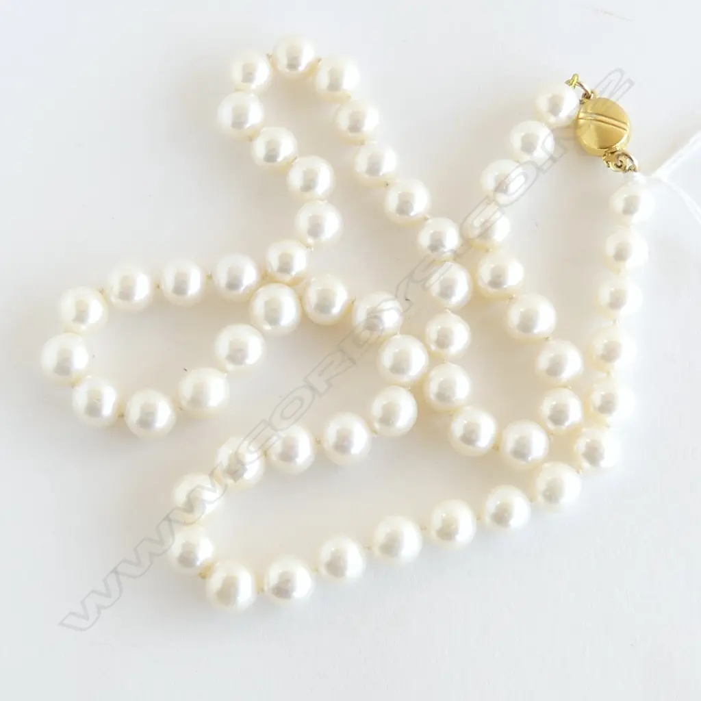 57 LGE CULTURED PEARL NECKLACE with 9ct GOLD JKA clasp L.520mm  Image 1++