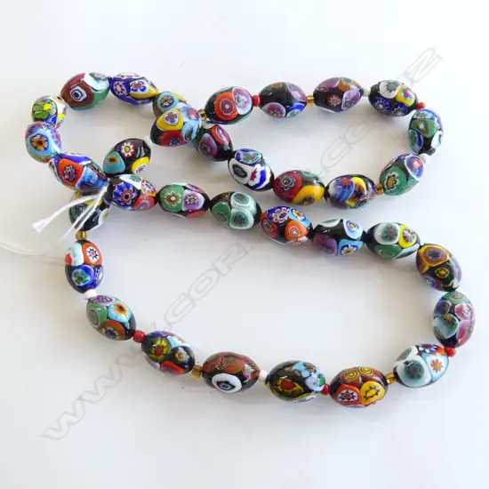 MILLIFIORI GLASS BEAD NECKLACE L.600mm 