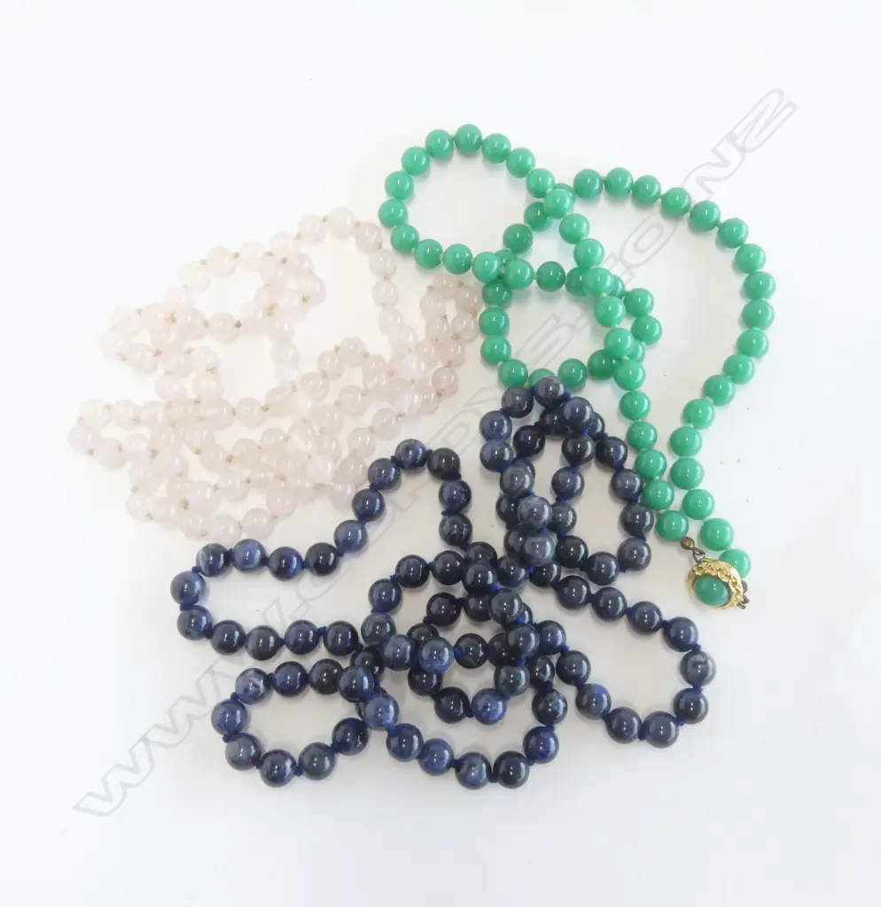 3 GEMSTONE BEAD NECKLACES Image 1++